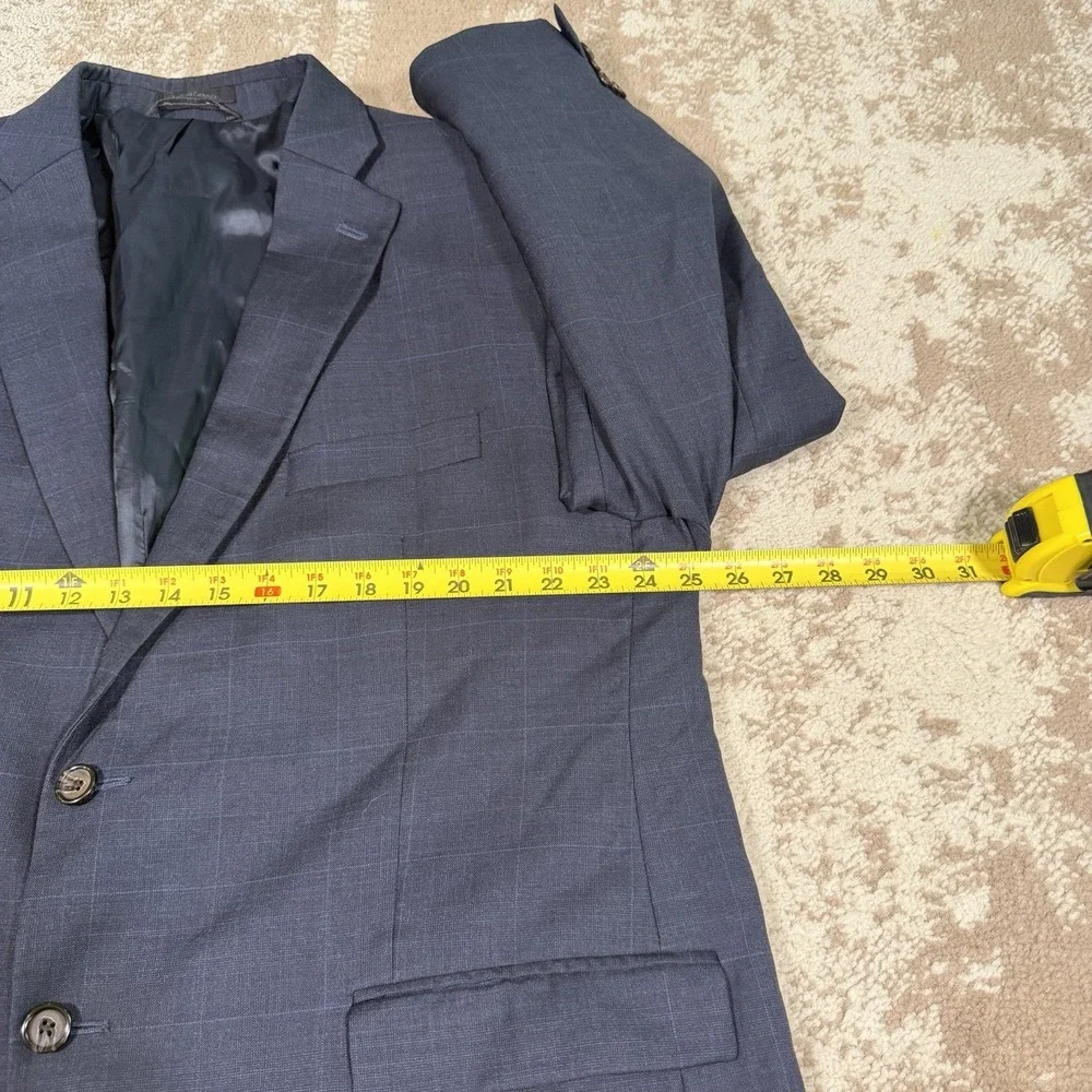 Lauren Ralph Lauren Blue Windowpane Suit Jacket Mens 50R Sport Coat Blazer